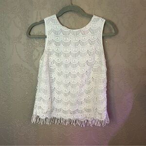 Elegant White Lace Sleeveless Top Lily Pulitzer crochet too xs
